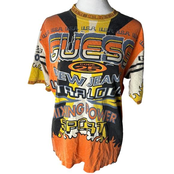 Rare Vintage GUESS Jeans USA XL Mixing Power Tshirt Tee Exclusive Design - Picture 2 of 10